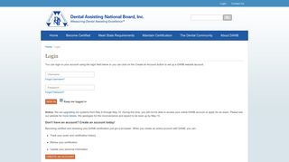 Login - Dental Assisting National Board