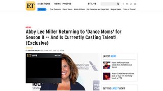 Abby Lee Miller Returning to 'Dance Moms' for Season 8 -- And Is ...