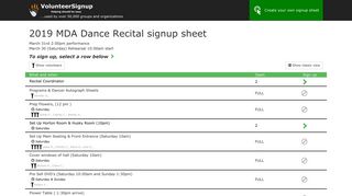 VolunteerSignup - Online volunteer signup sheets - 2019 MDA Dance ...