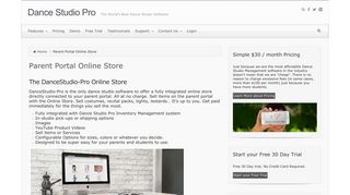 Parent Portal Online Store | Dance Studio Pro
