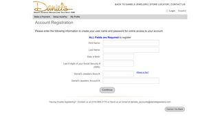 Account Registration - Daniels - Daniel's Jewelers