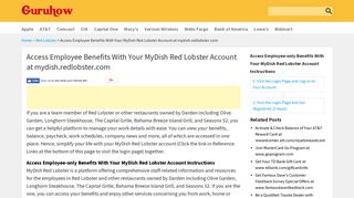 Access Employee Benefits With Your MyDish Red Lobster Account at ...