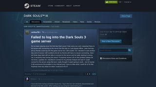 Failed to log into the Dark Souls 3 game server :: DARK SOULS™ III ...