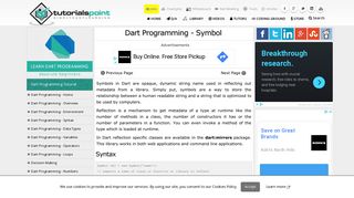 Dart Programming Symbol - Tutorialspoint