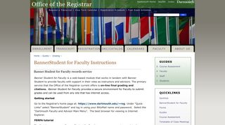 BannerStudent for Faculty Instructions - Dartmouth College