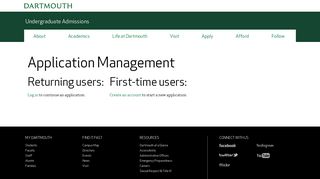 Application Management - Dartmouth Admissions - Dartmouth College