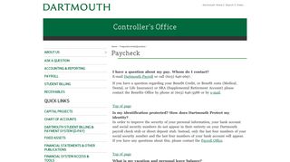 Payroll Paychecks - Dartmouth College
