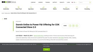 Darwin Online to Power F&I Offering for CDK Connected Store 2.0 ...