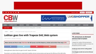 Lothian goes live with Trapeze DAS_Web system - CBW