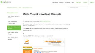 Dash: View & Download Receipts – PayByPhone Support UK