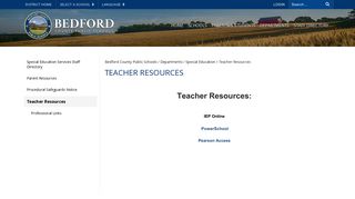 Teacher Resources - Bedford County Public Schools