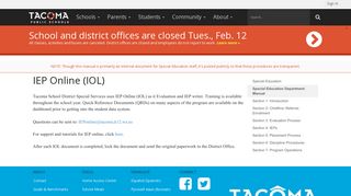 IEP Online (IOL) - Tacoma Public Schools