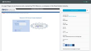 A Login Page on pcvmurcor.com, owned by PCV Murcor, a ... - Crayon