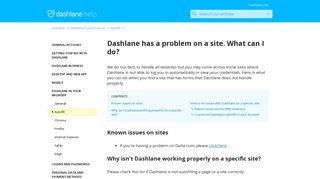 Dashlane has a problem on a site. What can I do? – Dashlane
