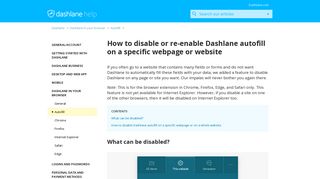 How to disable or re-enable Dashlane autofill on a specific webpage ...