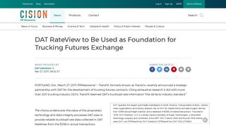 DAT RateView to Be Used as Foundation for Trucking Futures Exchange