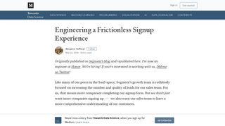 Engineering a Frictionless Signup Experience – Towards Data Science