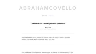 Data Domain - reset sysadmin password — AbrahamCovello