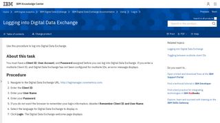 Logging into Digital Data Exchange - IBM