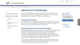 About the ETS Data Manager