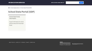 School Data Portal (SDP) | Education Services