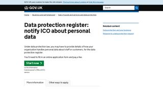 Data protection register: notify ICO about personal data - GOV.UK