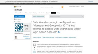 Data Warehouse login configuration - 