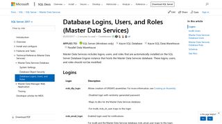 Database Logins, Users, and Roles (Master Data Services) - SQL ...