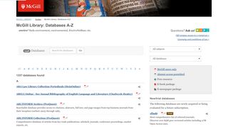 McGill Library: Databases A-Z