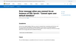 Error when you try to connect to an instance of SQL Server: 