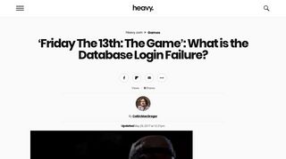 Friday The 13th: What is the Database Login Failure? | Heavy.com