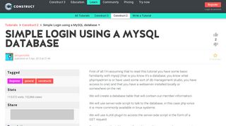 Simple Login using a MySQL database - Game Dev Tutorials - Construct
