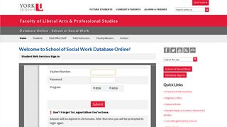 School of Social Work Database Online | Faculty of Liberal Arts ...