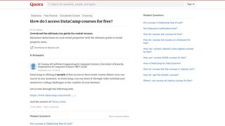 How to access DataCamp courses for free - Quora