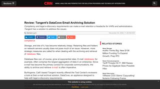 Review: Tangent's DataCove Email Archiving Solution - CRN
