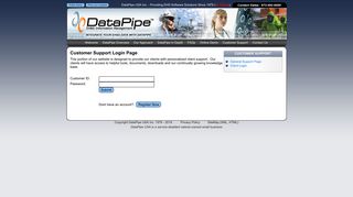 DataPipe client support login screen. - DataPipe: EHS Software