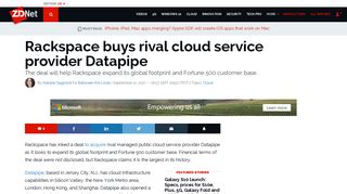 Rackspace buys rival cloud service provider Datapipe | ZDNet