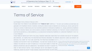 Terms of Service | Machine Learning Applications - DataRobot
