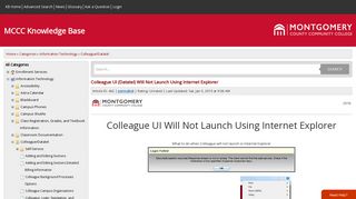 Colleague UI (Datatel) Will Not Launch Using Internet Explorer