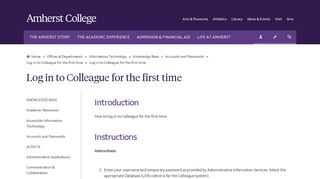 Log in to Colleague for the first time - Amherst College