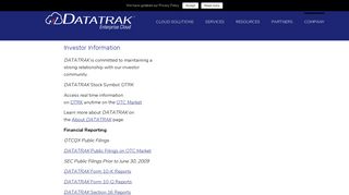 DATATRAK eClinical Solutions investor Information