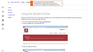 Using the Student Portal: Davis Tech 1111 New Student ... - Login