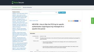 Pulse Secure Article: KB16789 - How to filter the PCS log for specific ...