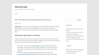 Learn Exactly How To Login Datehookup Account | Edating Login