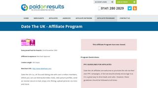 Date The UK - Affiliate Marketing Program by Paid On Results