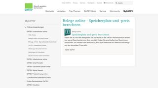 Belege online - Speicherplatz und -preis berechnen - Datev
