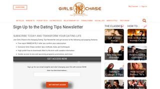 Sign Up to the Dating Tips Newsletter | Girls Chase