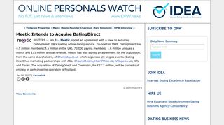 Meetic Intends to Acquire DatingDirect - Online Personals Watch ...