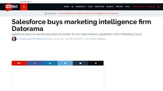 Salesforce buys marketing intelligence firm Datorama | ZDNet