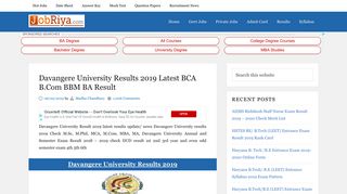 Davangere University Results 2018 Latest BCA B.Com BBM BA Result
